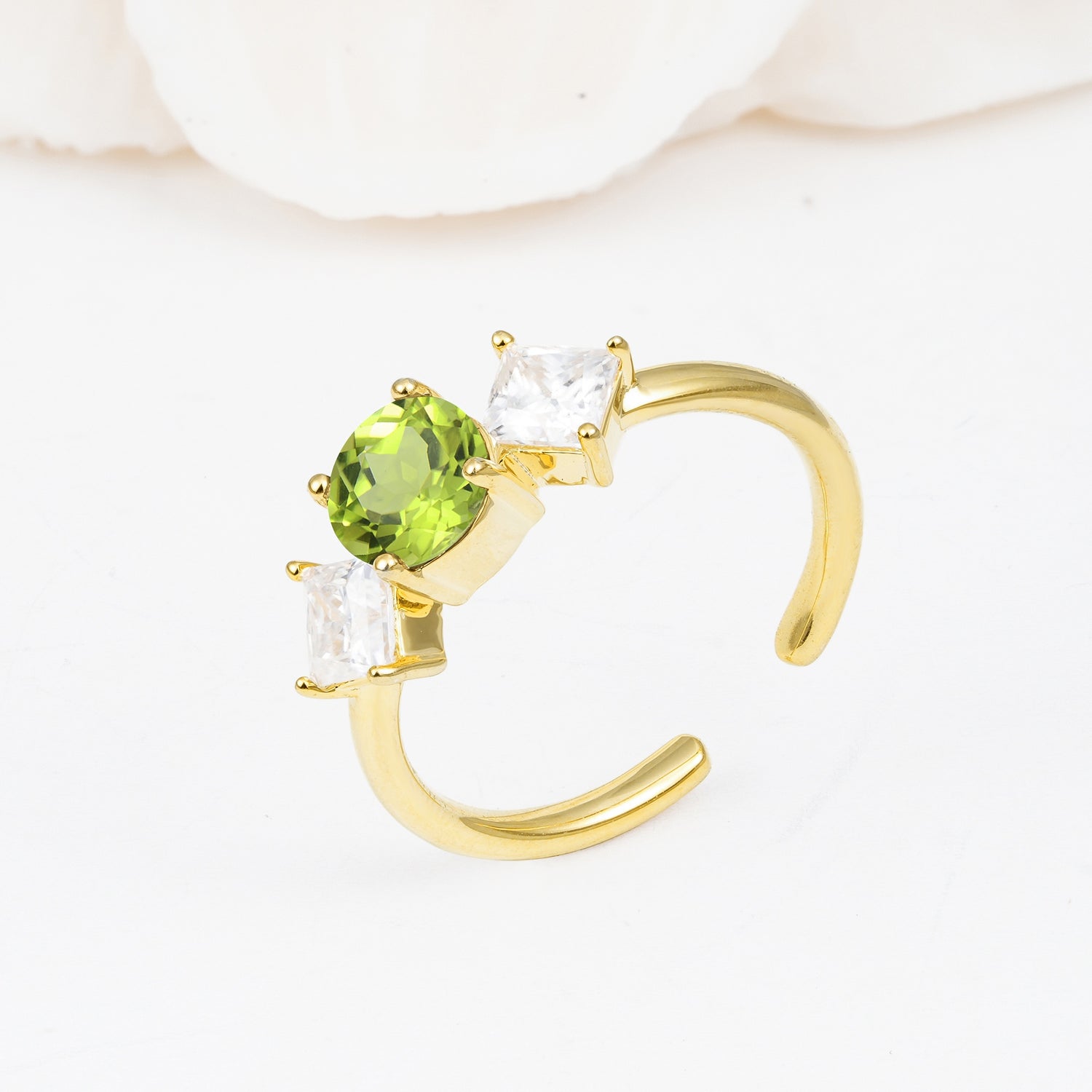 Vintage Floral Round Cut Fire Peridot Engagement Ring