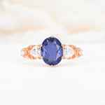 Elegant Oval Cut Trillion Side Accent Tanzanite Engagement Ring - Additional view
