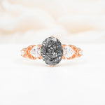 Elegant Oval Cut Trillion Side Accent Black Rutilated Quartz Engagement Ring - Additional view