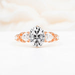 Elegant Oval Cut Trillion Side Accent Lab Diamond Engagement Ring - Additional view