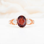 Elegant Oval Cut Trillion Side Accent Garnet Engagement Ring - Additional view