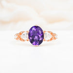 Elegant Oval Cut Trillion Side Accent Amethyst Engagement Ring - Additional view