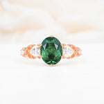 Elegant Oval Cut Trillion Side Accent Emerald Engagement Ring - Additional view
