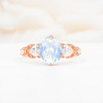 Elegant Oval Cut Trillion Side Accent Moonstone Engagement Ring - Additional view