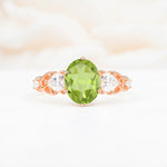 Elegant Oval Cut Trillion Side Accent Peridot Engagement Ring - Additional view