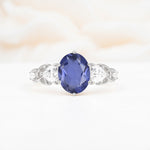 Elegant Oval Cut Trillion Side Accent Tanzanite Engagement Ring - Additional view