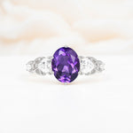 Elegant Oval Cut Trillion Side Accent Amethyst Engagement Ring - Additional view