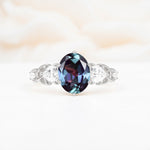 Elegant Oval Cut Trillion Side Accent Alexandrite Engagement Ring - Additional view