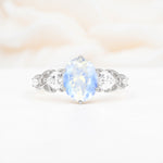 Elegant Oval Cut Trillion Side Accent Moonstone Engagement Ring - Additional view