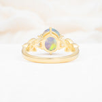 Elegant Oval Cut Trillion Side Accent Fire Opal Engagement Ring - Additional view