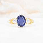 Elegant Oval Cut Trillion Side Accent Tanzanite Engagement Ring - Additional view
