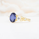 Elegant Oval Cut Trillion Side Accent Tanzanite Engagement Ring - Additional view