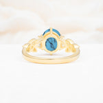 Elegant Oval Cut Trillion Side Accent Turquoise Engagement Ring - Additional view