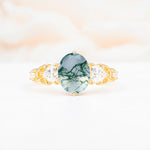 SR12462 Moss Agate Ring - Yellow-Gold
