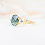 SR12462 Moss Agate Ring - White-Gold