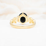 Elegant Oval Cut Trillion Side Accent Black Onyx Engagement Ring - Additional view