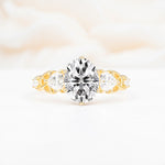 Elegant Oval Cut Trillion Side Accent Lab Diamond Engagement Ring - Additional view