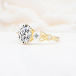 Elegant Oval Cut Trillion Side Accent Lab Diamond Engagement Ring - Additional view