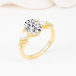 Elegant Oval Cut Trillion Side Accent Lab Diamond Engagement Ring - Additional view