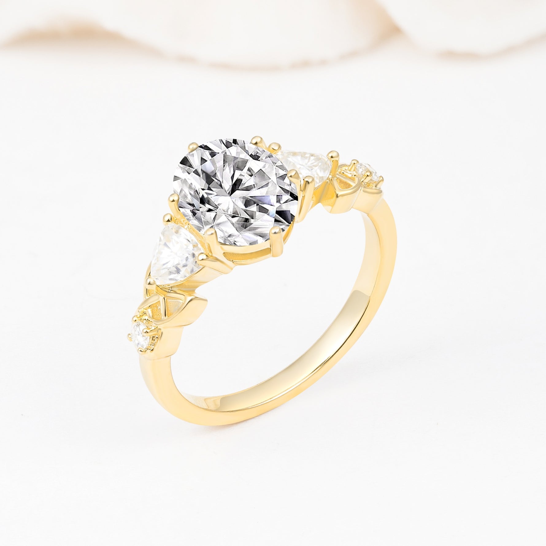 Elegant Oval Cut Trillion Side Accent Lab Diamond Engagement Ring - Additional view