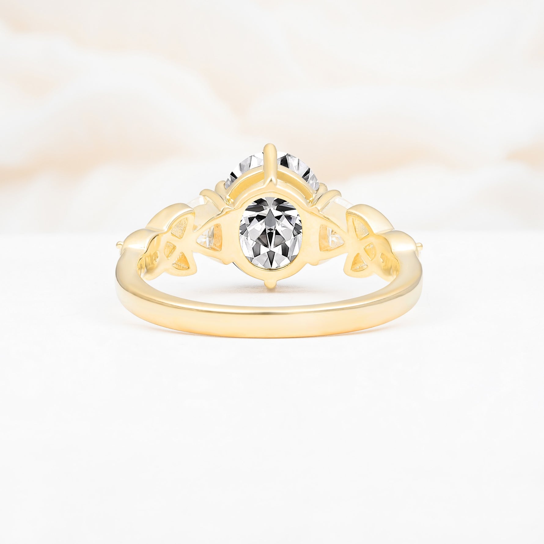 Elegant Oval Cut Trillion Side Accent Lab Diamond Engagement Ring - Additional view