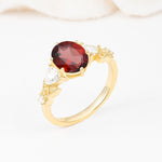 Elegant Oval Cut Trillion Side Accent Garnet Engagement Ring - Additional view