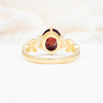 Elegant Oval Cut Trillion Side Accent Garnet Engagement Ring - Additional view