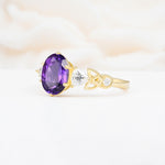 Elegant Oval Cut Trillion Side Accent Amethyst Engagement Ring - Additional view