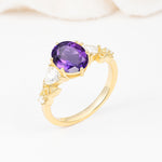 Elegant Oval Cut Trillion Side Accent Amethyst Engagement Ring - Additional view