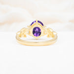 Elegant Oval Cut Trillion Side Accent Amethyst Engagement Ring - Additional view