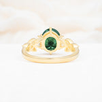 Elegant Oval Cut Trillion Side Accent Emerald Engagement Ring - Additional view