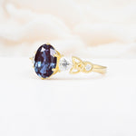 Elegant Oval Cut Trillion Side Accent Alexandrite Engagement Ring - Additional view