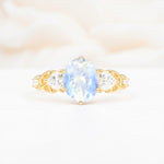 Elegant Oval Cut Trillion Side Accent Moonstone Engagement Ring - Additional view