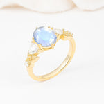 Elegant Oval Cut Trillion Side Accent Moonstone Engagement Ring - Additional view