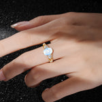 Elegant Oval Cut Trillion Side Accent Moonstone Engagement Ring - Additional view