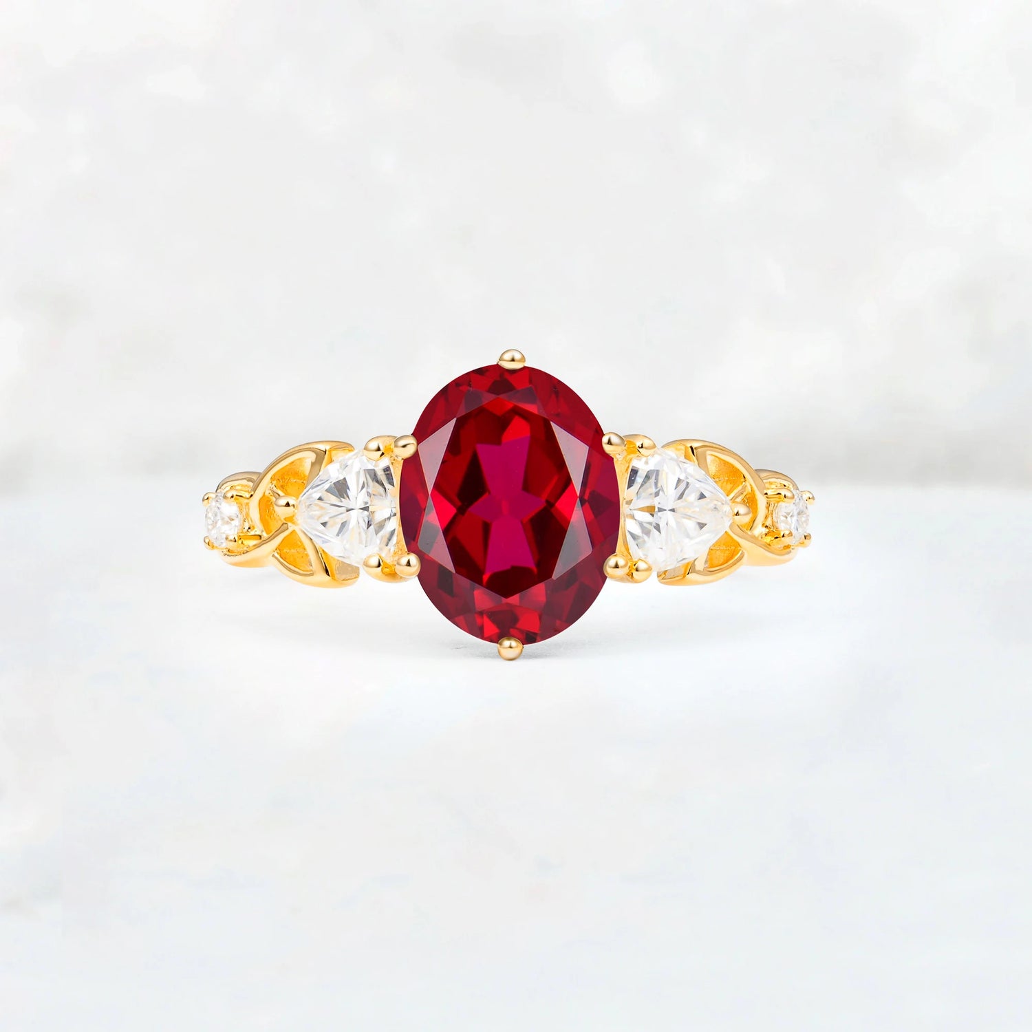 Nature Leaf Vine Oval Cut Ruby Engagement Ring