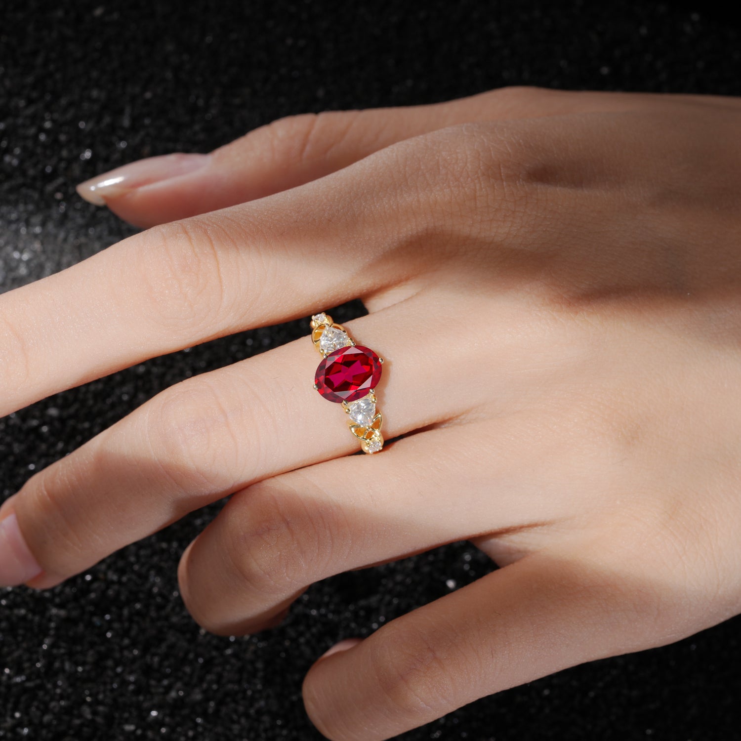 Nature Leaf Vine Oval Cut Ruby Engagement Ring