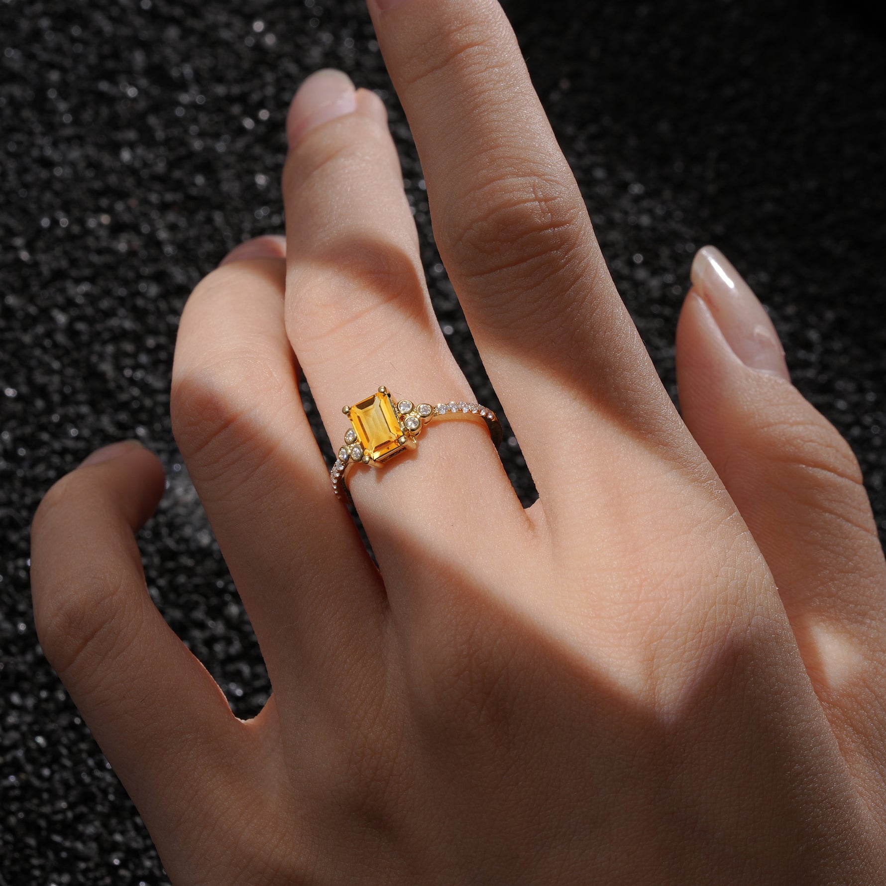 SR12519 Citrine Ring - Rose-Gold