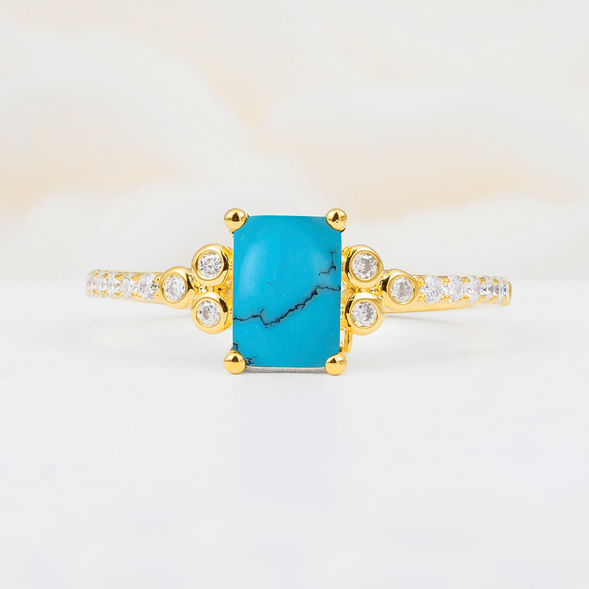 SR12519 Turquoise Ring - Yellow-Gold