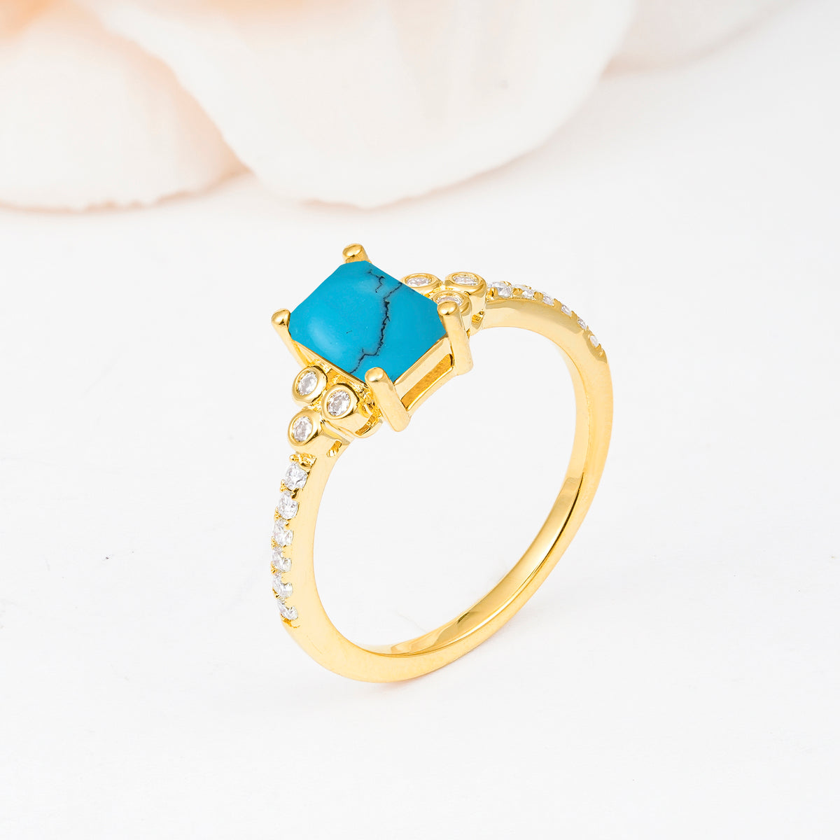 SR12519 Turquoise Ring - White-Gold
