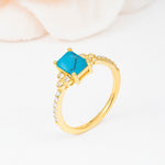 SR12519 Turquoise Ring - White-Gold