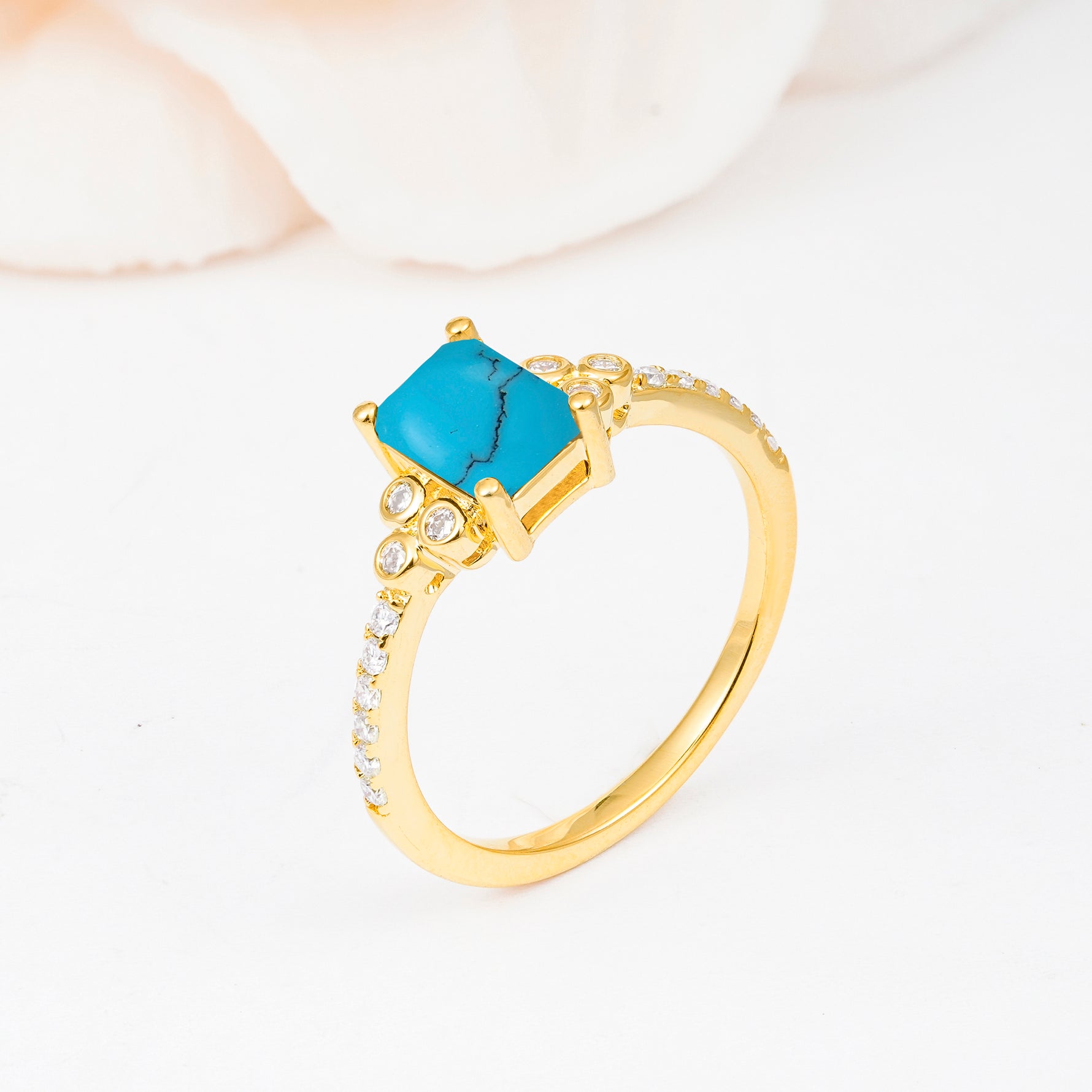 SR12519 Turquoise Ring - White-Gold