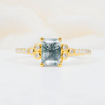 SR12519 Moss Agate Ring - Yellow-Gold
