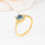 SR12519 Moss Agate Ring - White-Gold