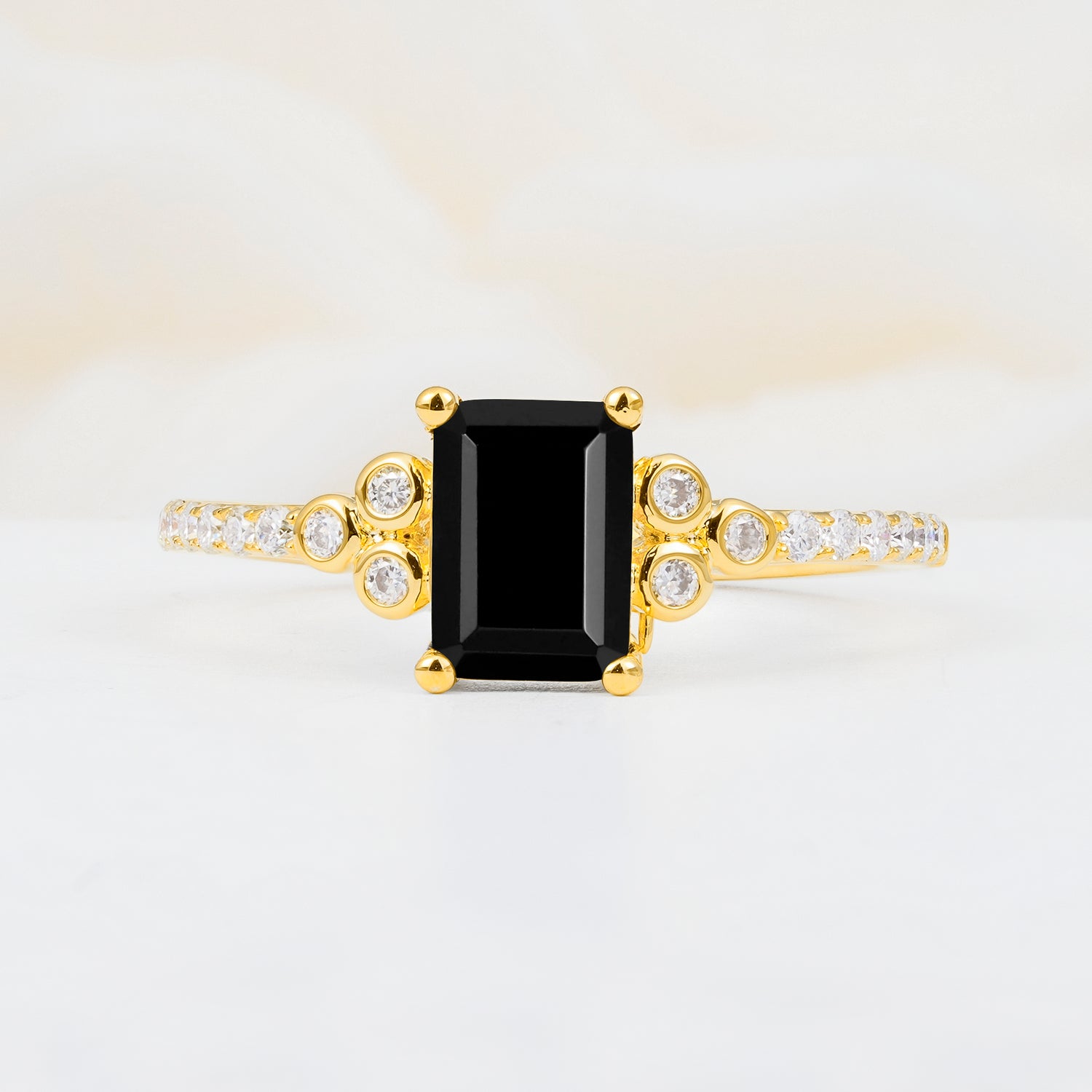 SR12519 Black Onyx Ring - Yellow-Gold