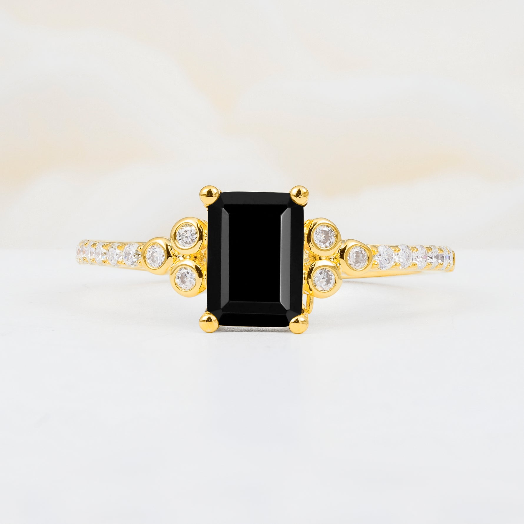 SR12519 Black Onyx Ring - Yellow-Gold