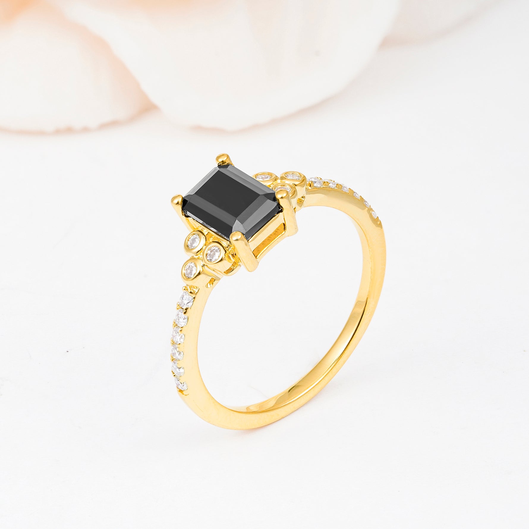 SR12519 Black Onyx Ring - White-Gold