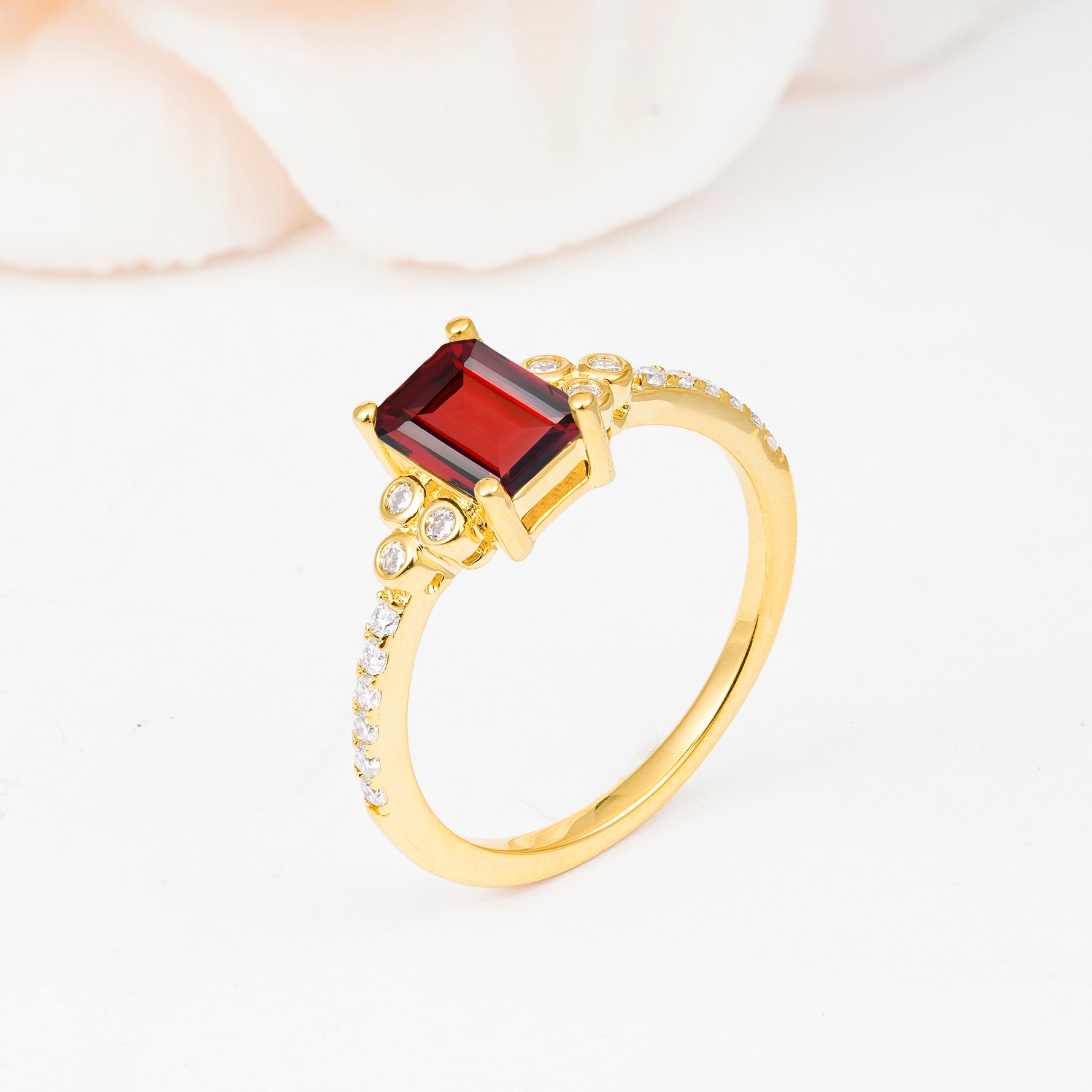 SR12519 Garnet Ring - White-Gold