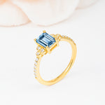 SR12519 Aquamarine Ring - White-Gold