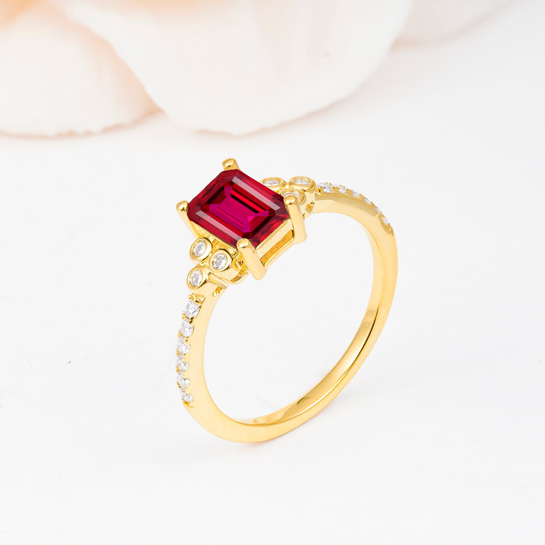 SR12519 Ruby Ring - White-Gold